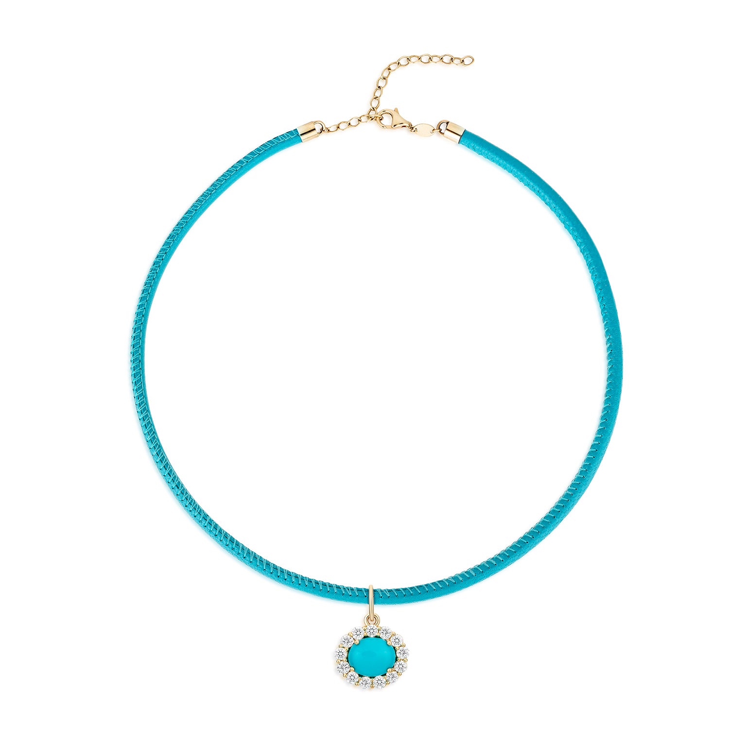 Turquoise Leather Cord Necklace