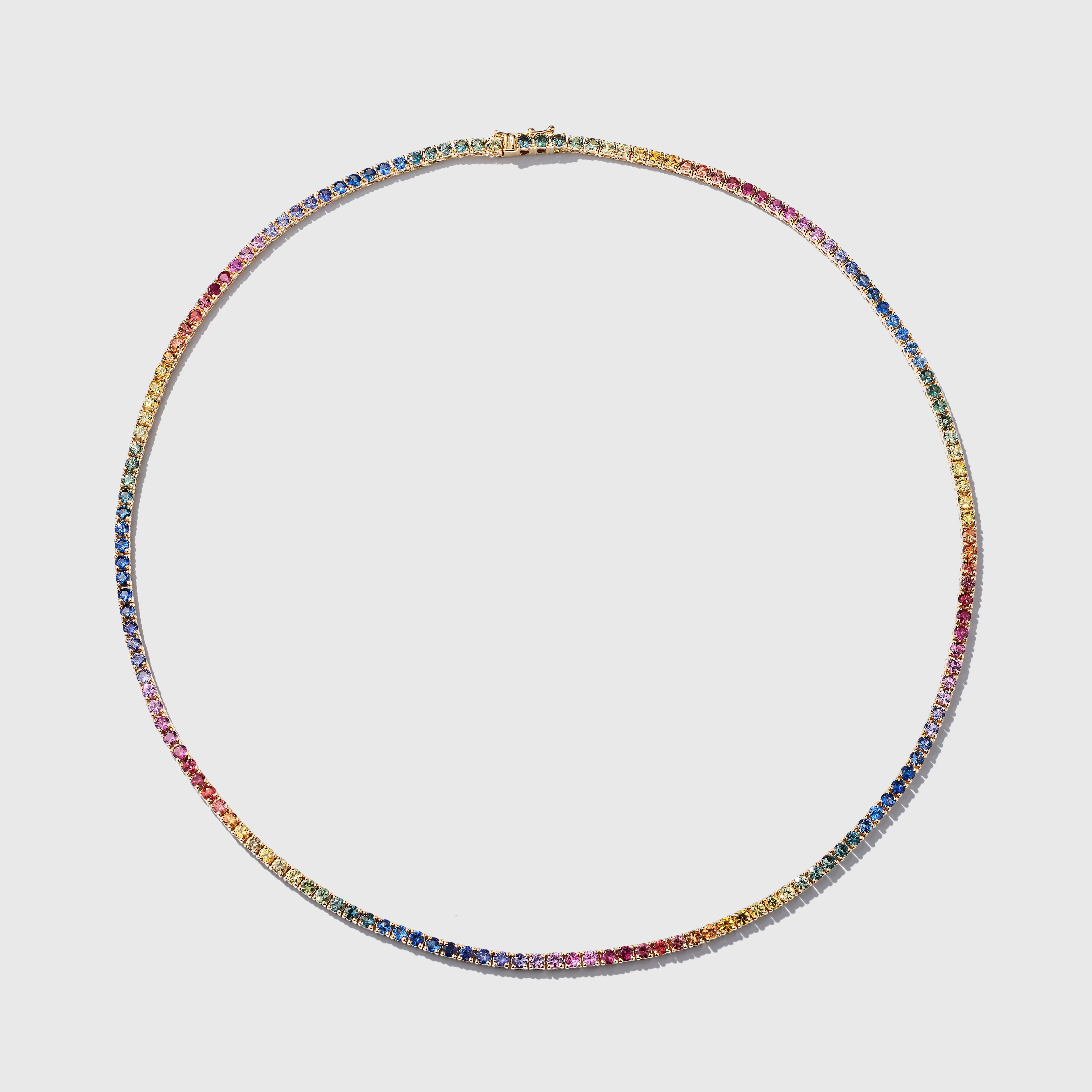 2.4 mm Round Rainbow Sapphire Necklace