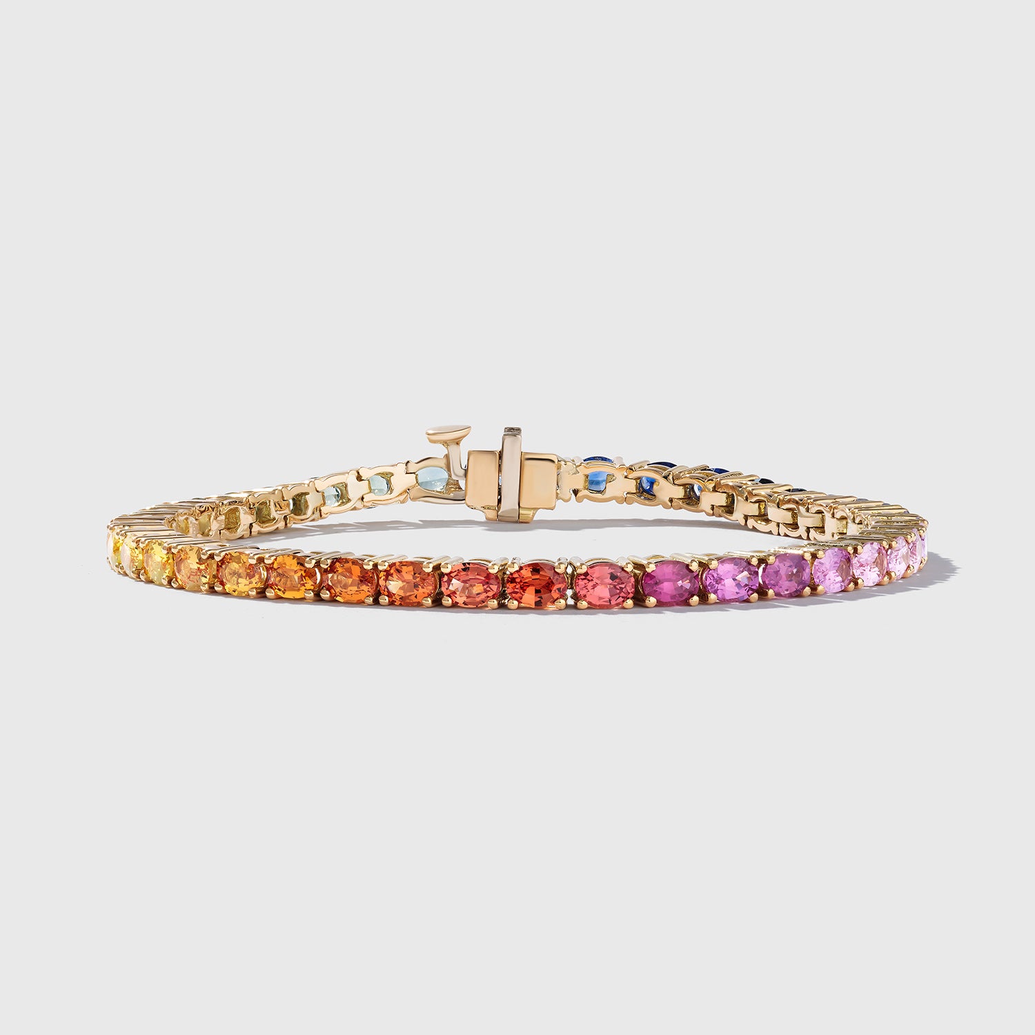 4x3 mm Oval Rainbow Sapphire Bracelet
