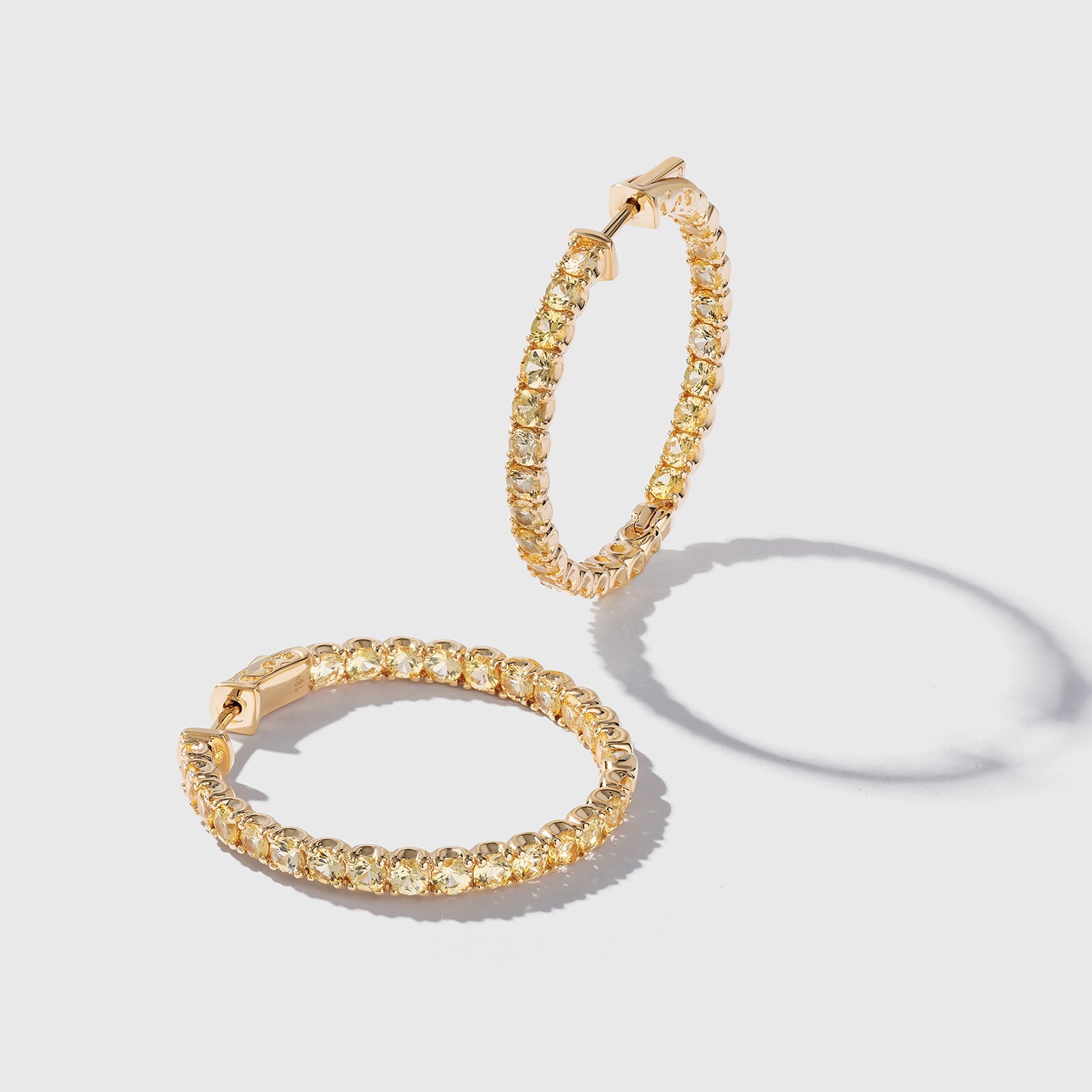1.25 inch 3 mm Round Yellow Sapphire Earrings