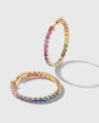 1.25 inch 3 mm Round Rainbow Sapphire Earrings