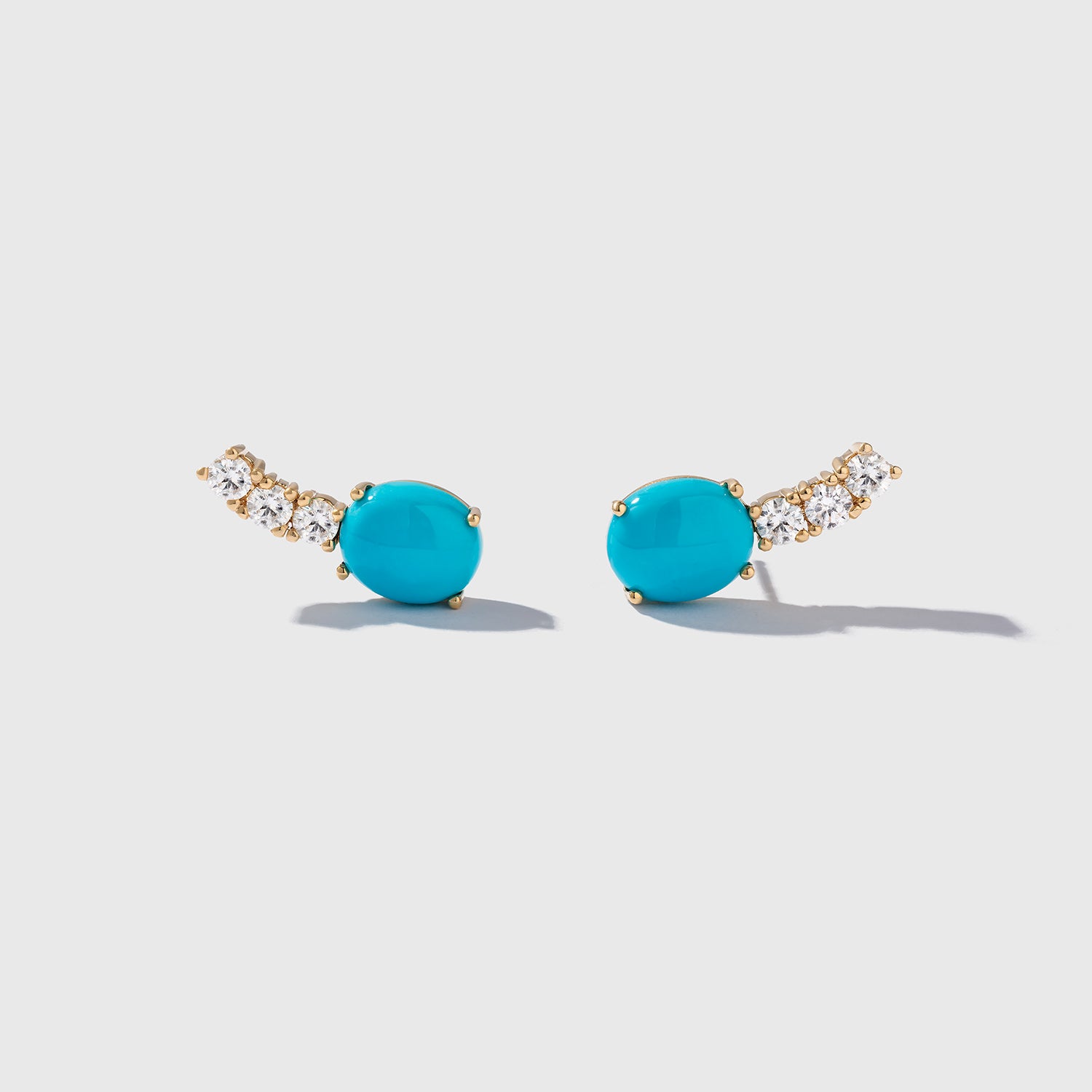 Turquoise & Diamond Ear Climber