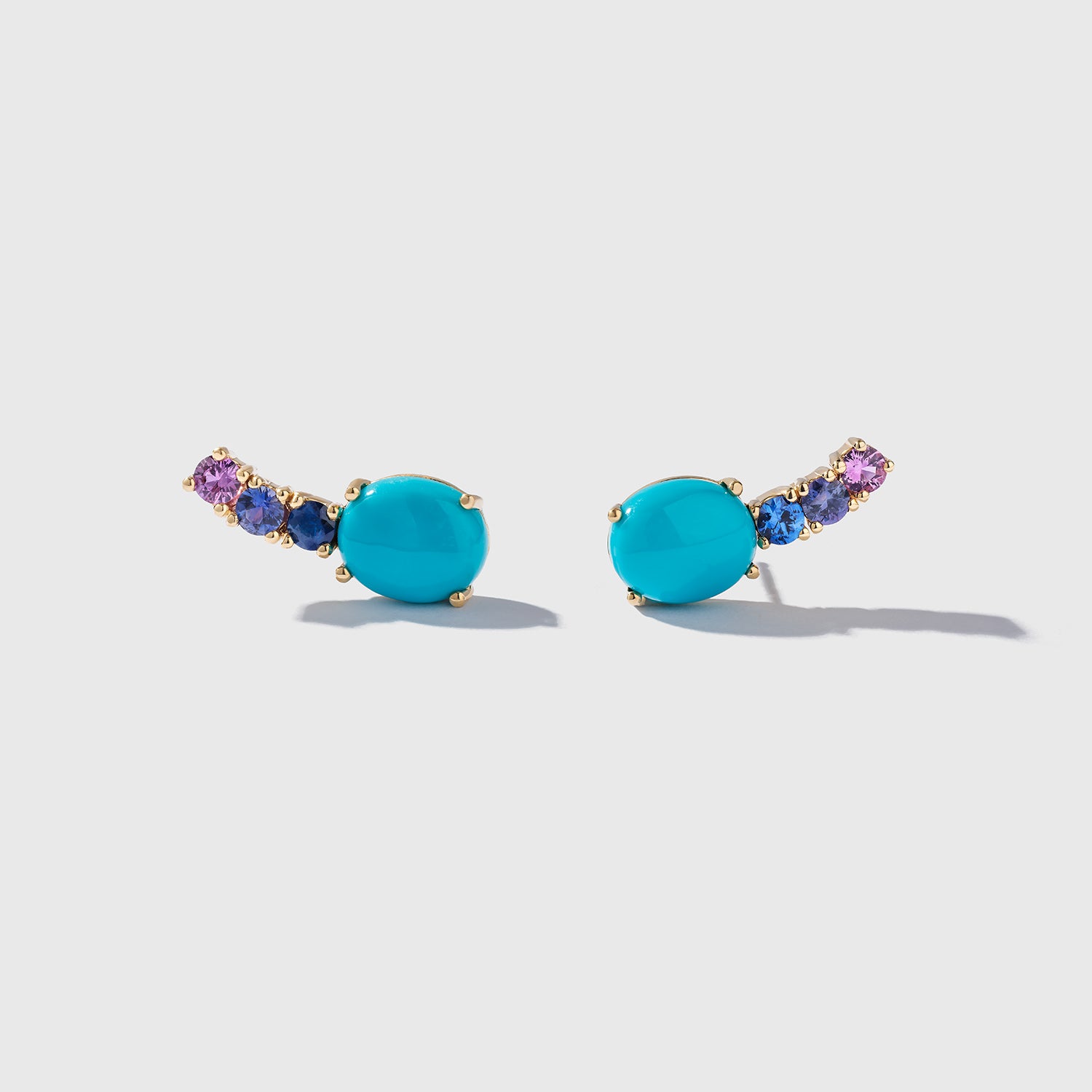 Turquoise & Blue, Purple, and Pink Sapphire Earrings