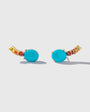 Turquoise and Orange and Yellow Sapphire Ear Climbers
