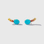 Turquoise and Orange and Yellow Sapphire Ear Climbers