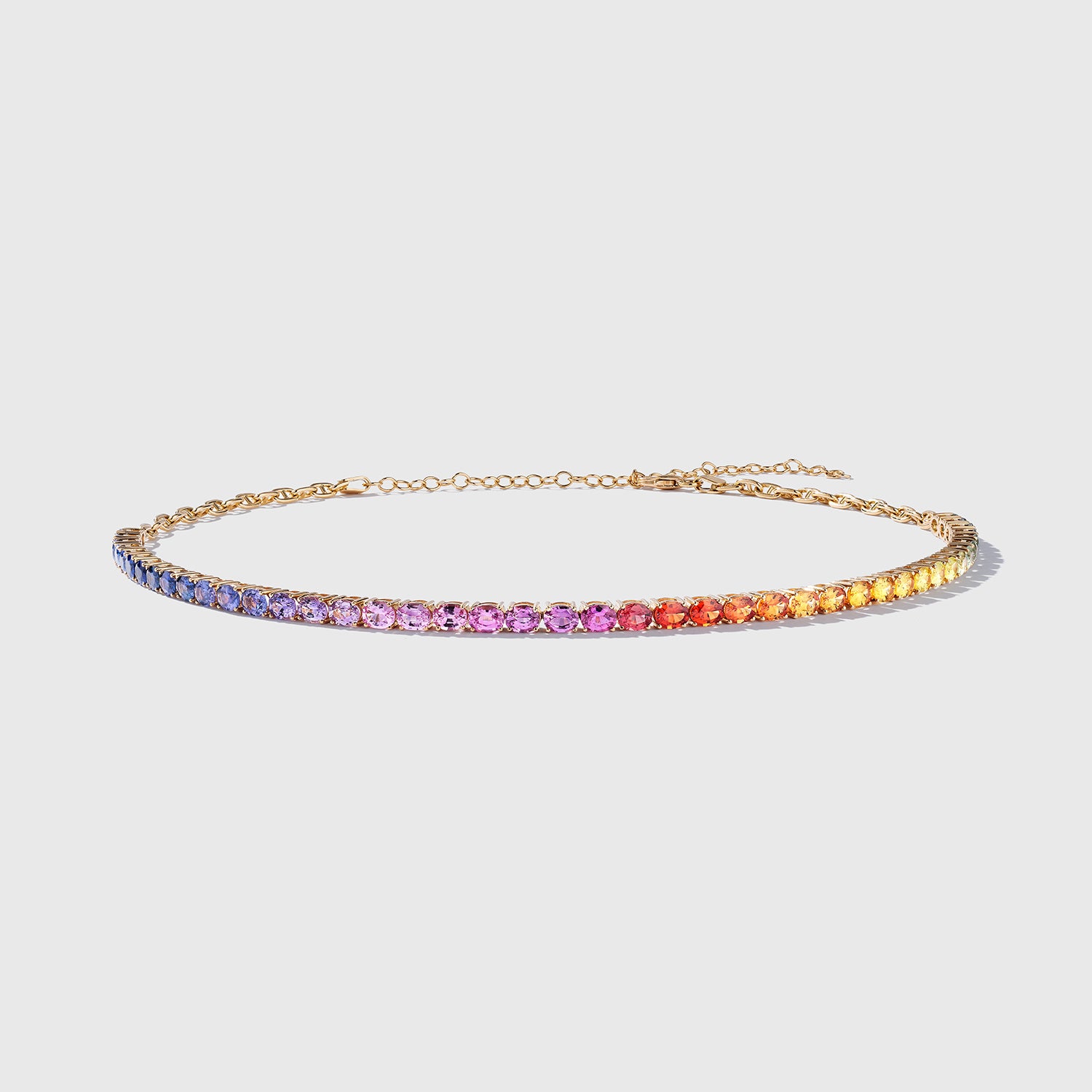 4x3 mm Oval Rainbow Sapphire Choker