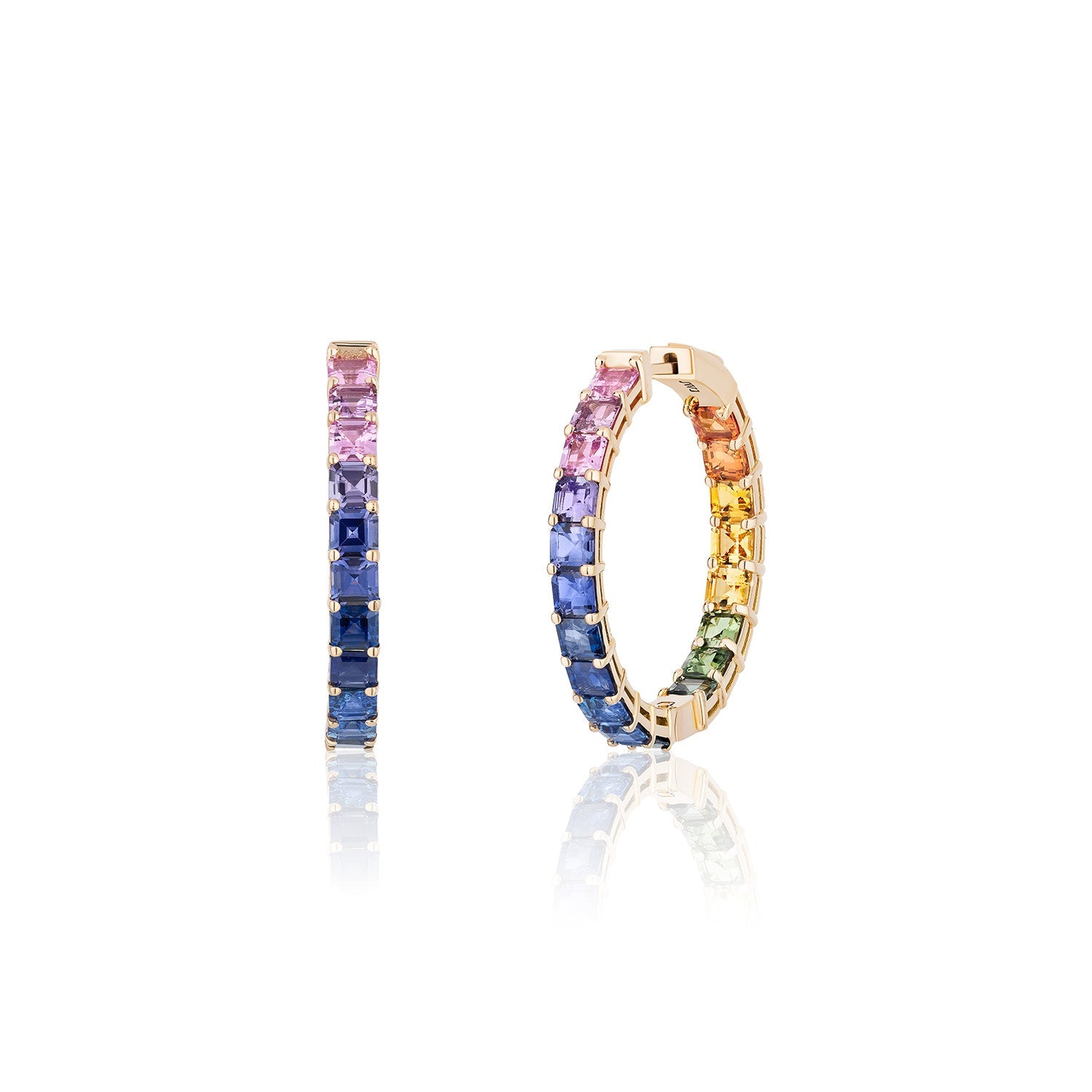 1.25 inch 3.5 mm Ascher Rainbow Sapphire Earrings