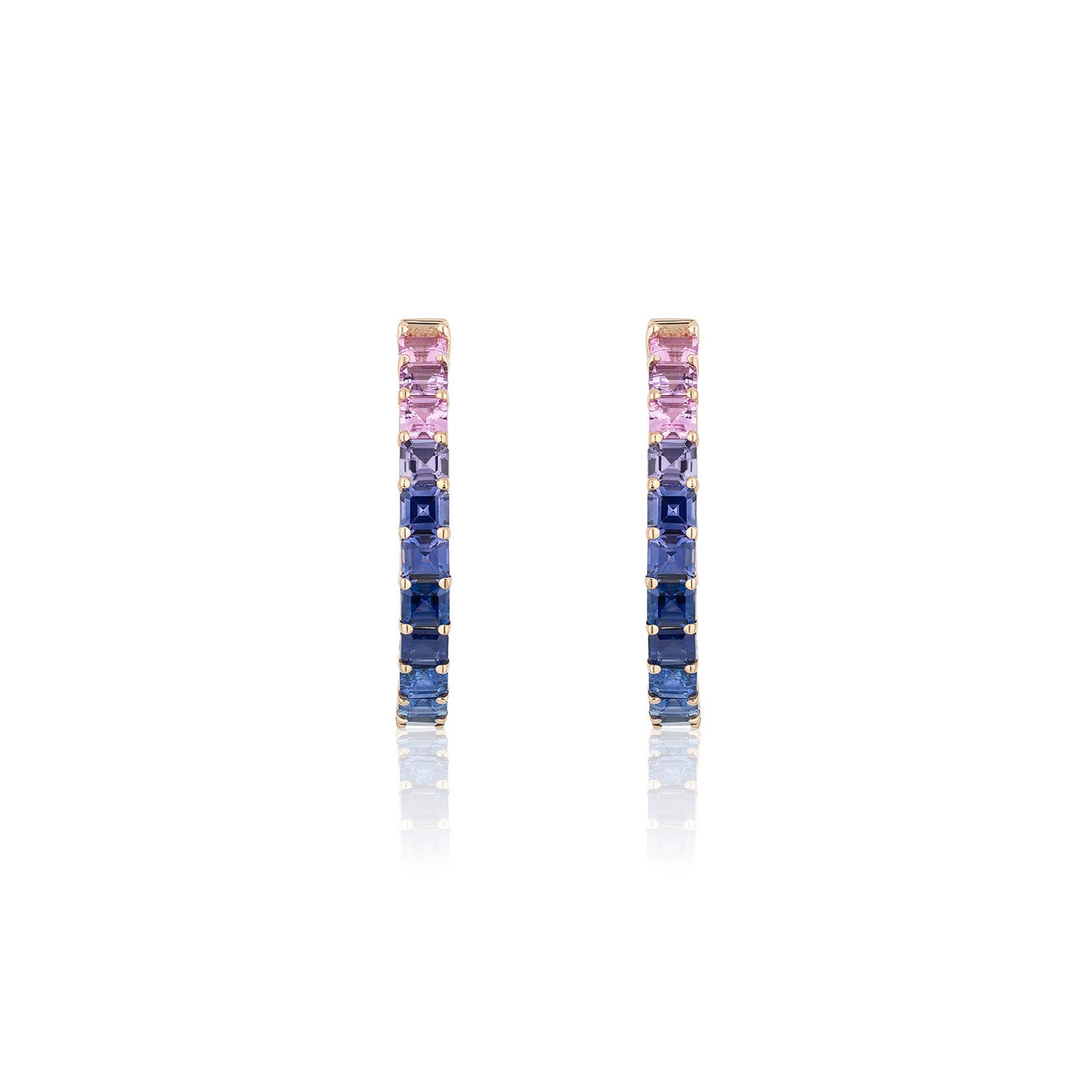 1.25 inch 3.5 mm Ascher Rainbow Sapphire Earrings