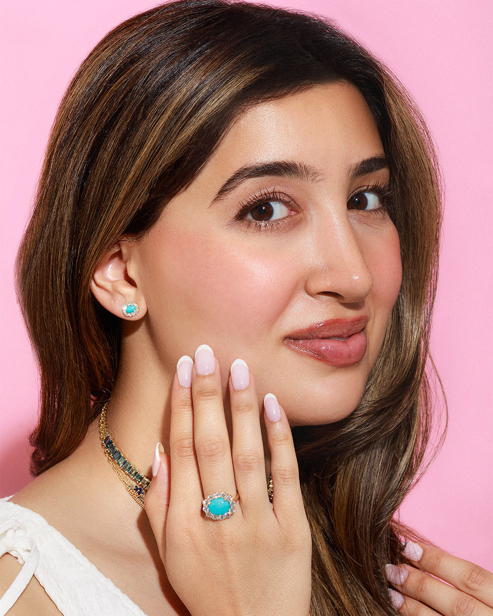 Turquoise Diamond Stud Earrings