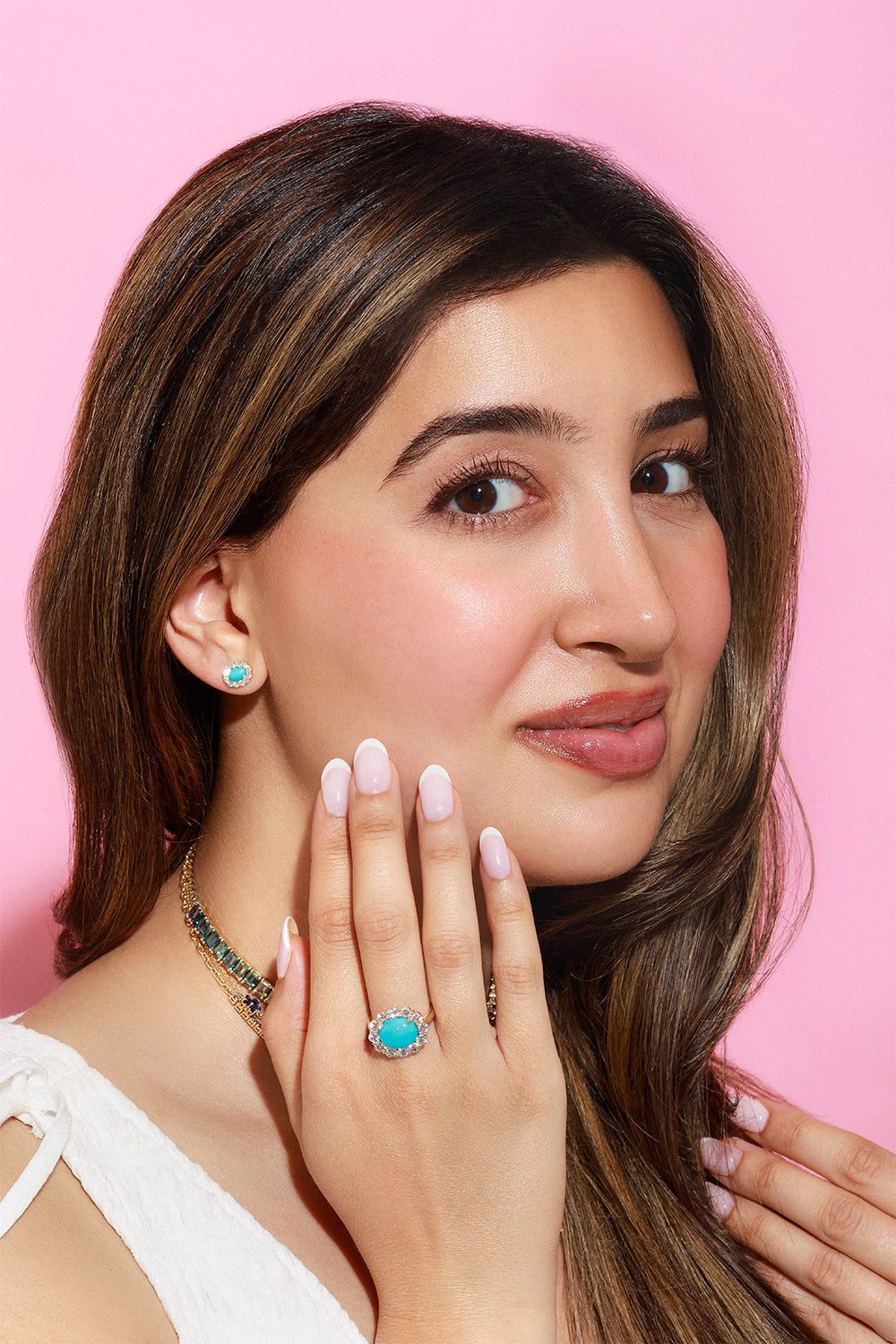 Turquoise Diamond Stud Earrings