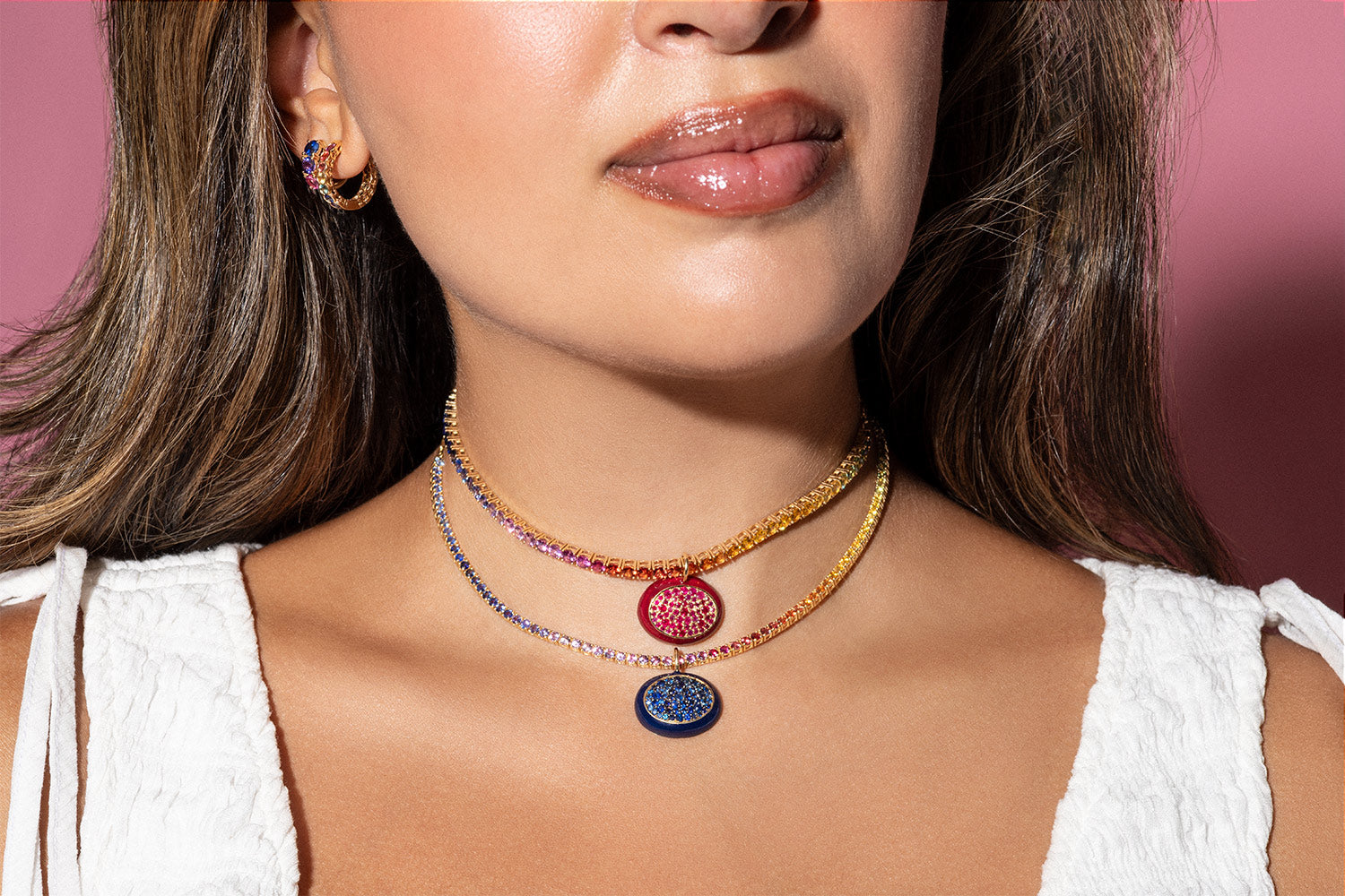 3.5 mm Round Rainbow Sapphire Choker