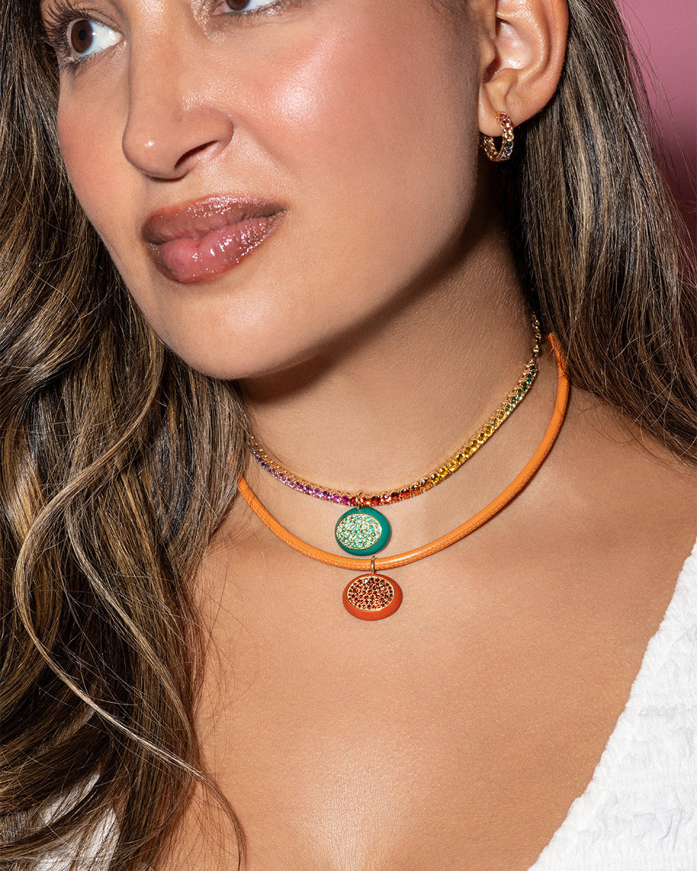 Orange Leather Cord Necklace