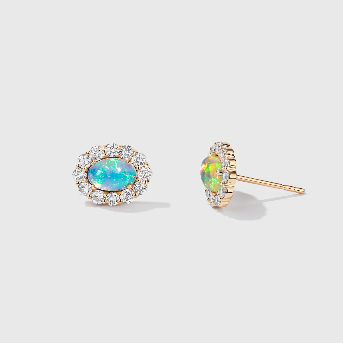 Opal Diamond Stud Earrings