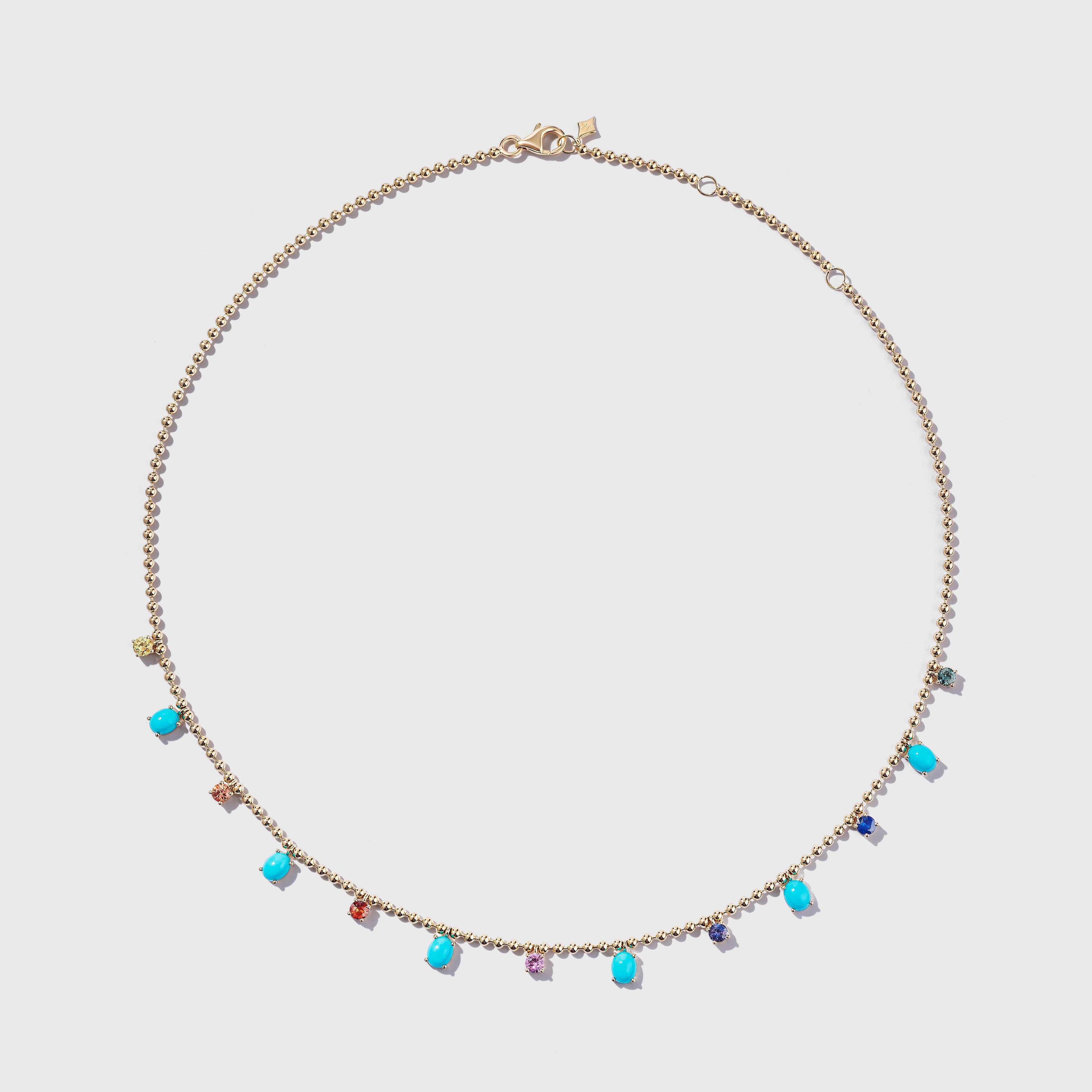 Turquoise Rainbow Confetti Necklace