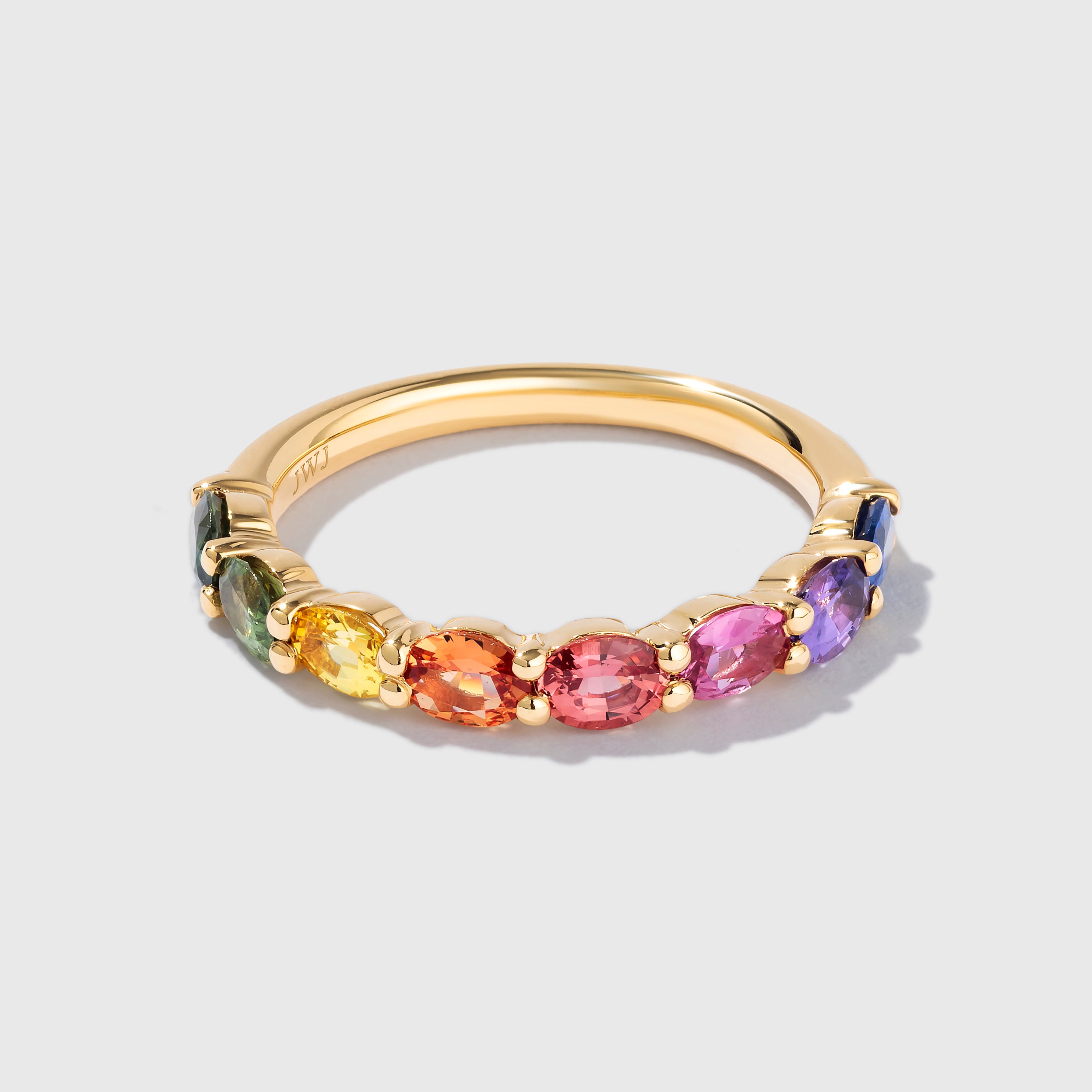 4×3 Oval Rainbow Sapphire Half Band