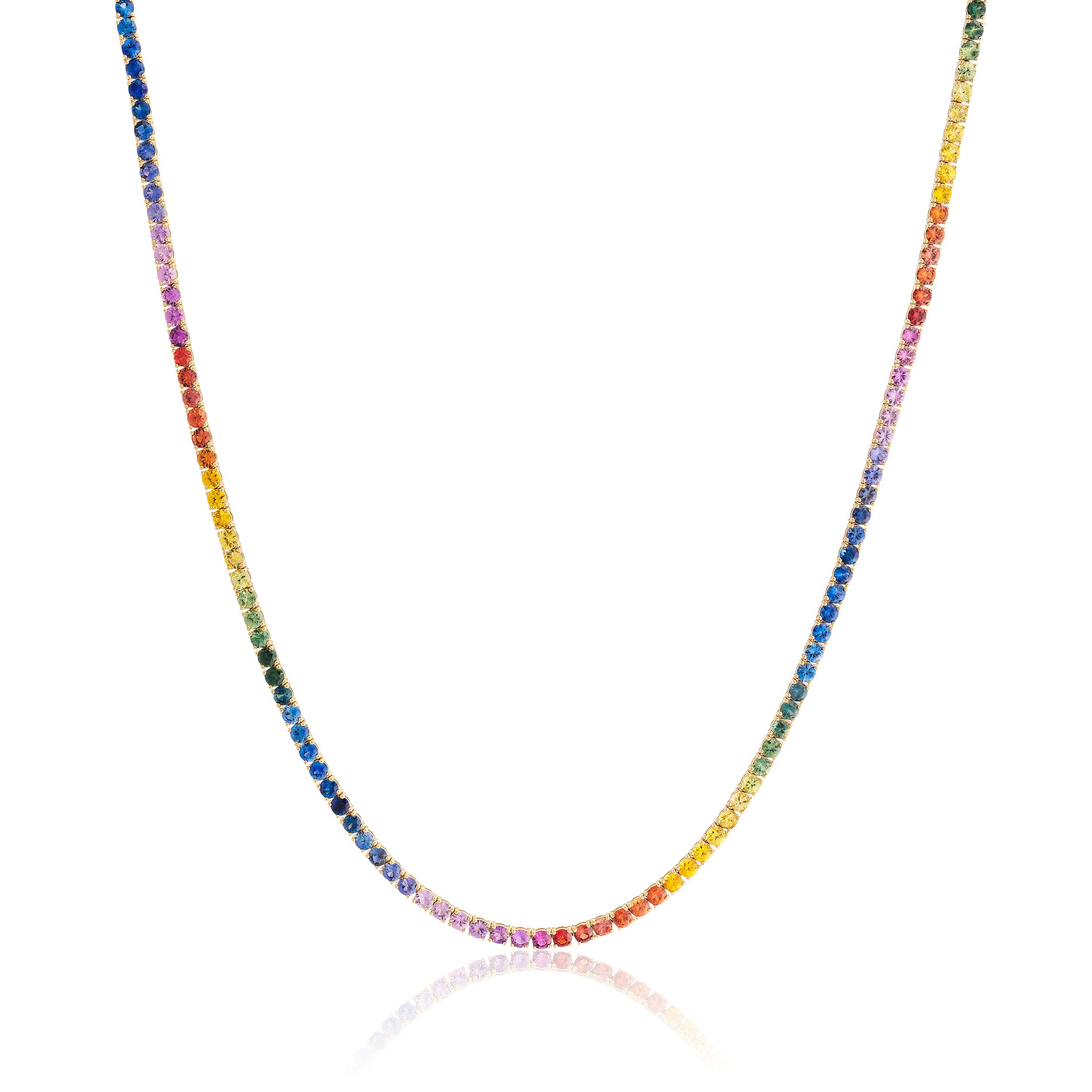 3.5 mm Round Rainbow Sapphire Necklace