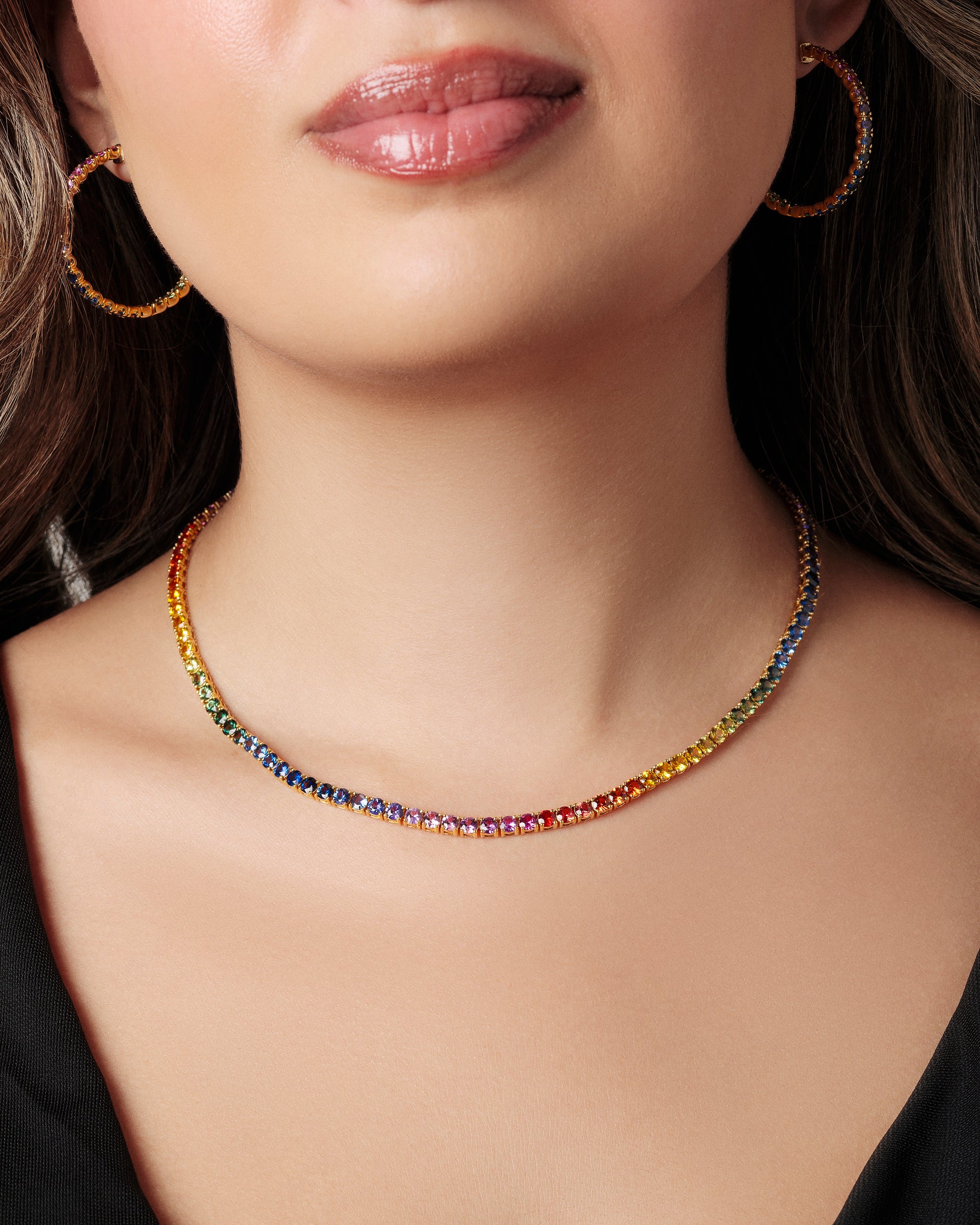 3.5 mm Round Rainbow Sapphire Necklace