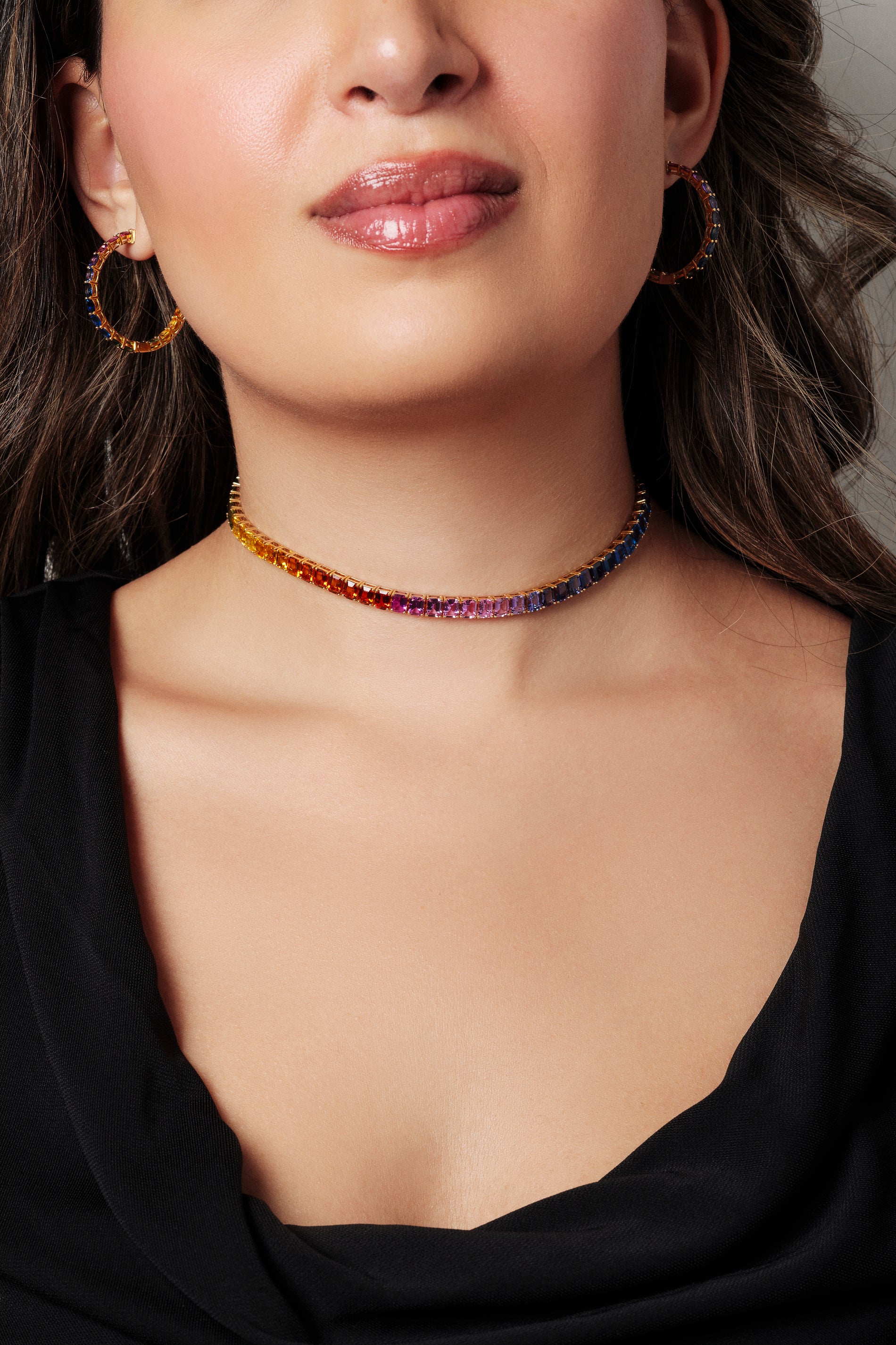 5x4 mm Emerald Cut Rainbow Sapphire Choker – Julia Chafé