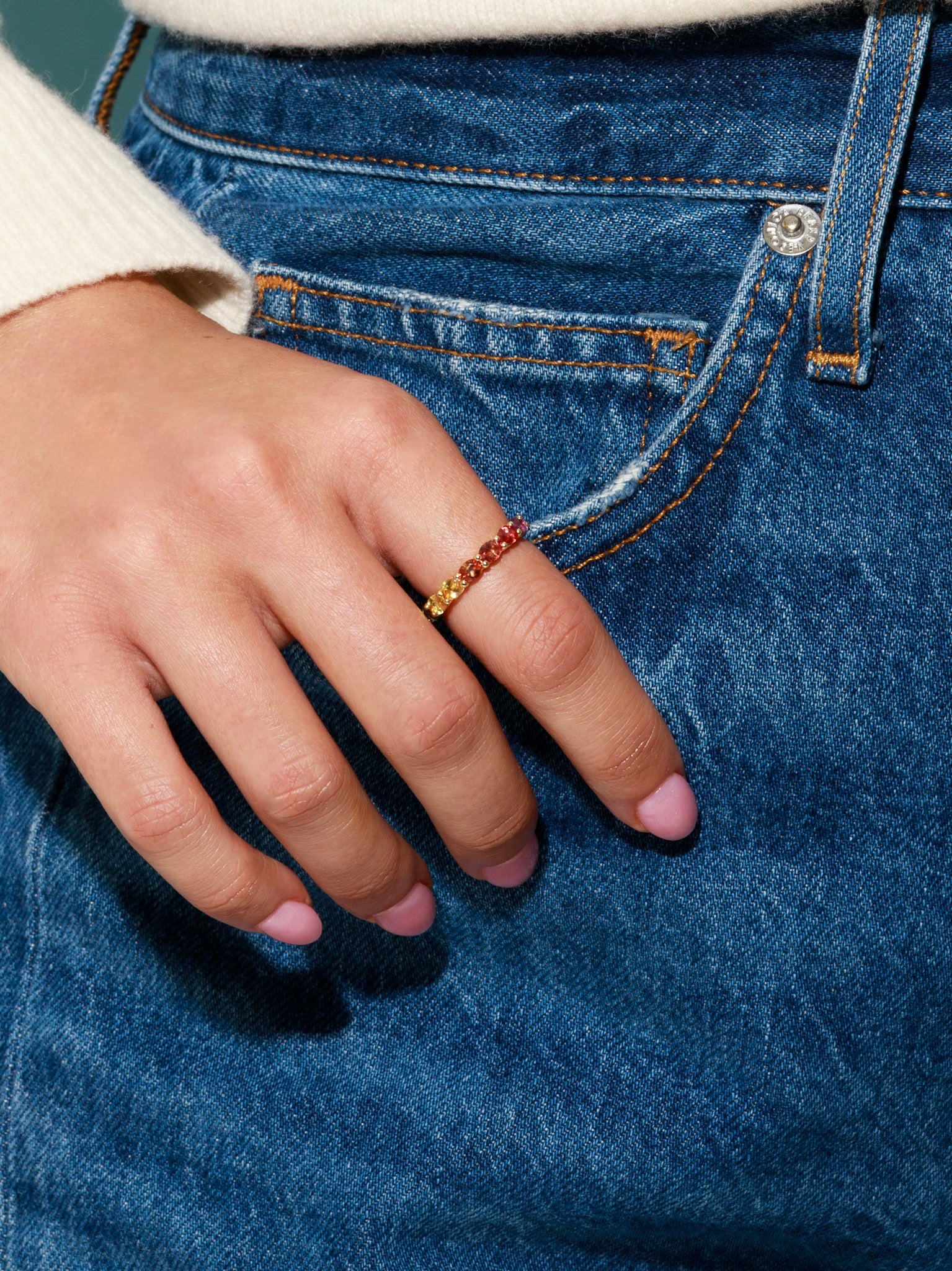 4×3 Oval Rainbow Sapphire Eternity Band (Full)