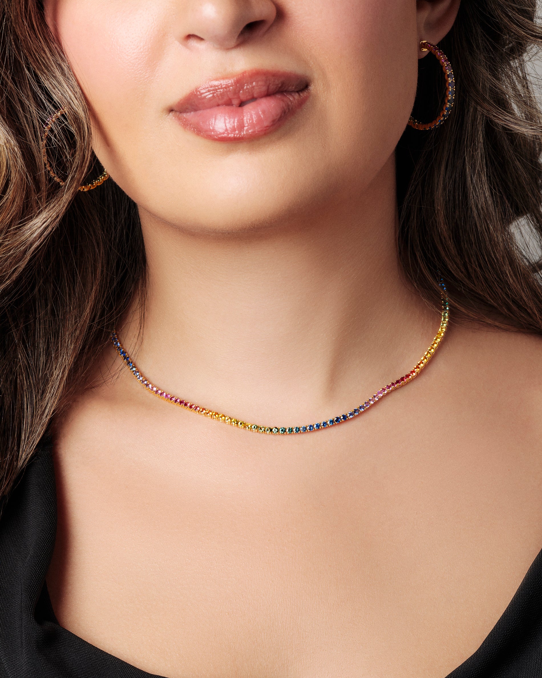 2.4 mm Round Rainbow Sapphire Necklace