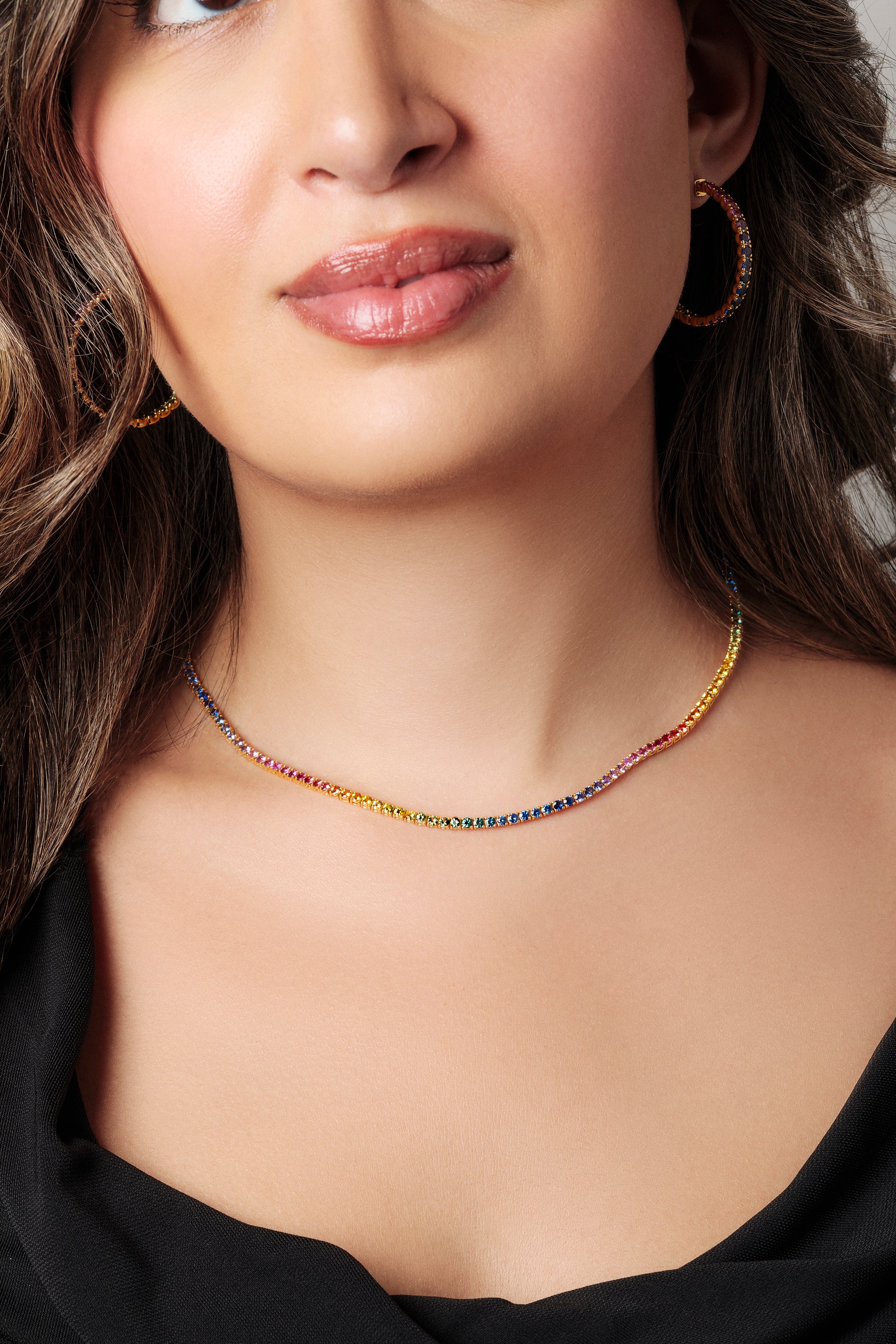 2.4 mm Round Rainbow Sapphire Necklace