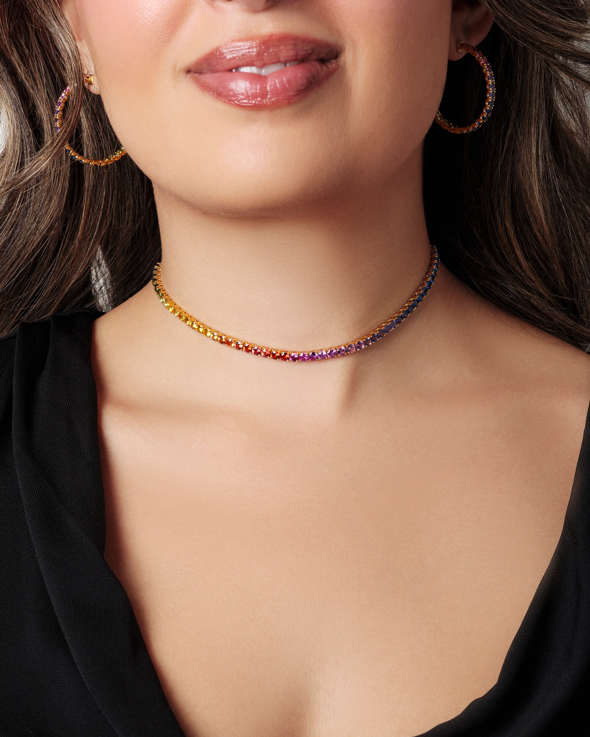 3.5 mm Round Rainbow Sapphire Choker
