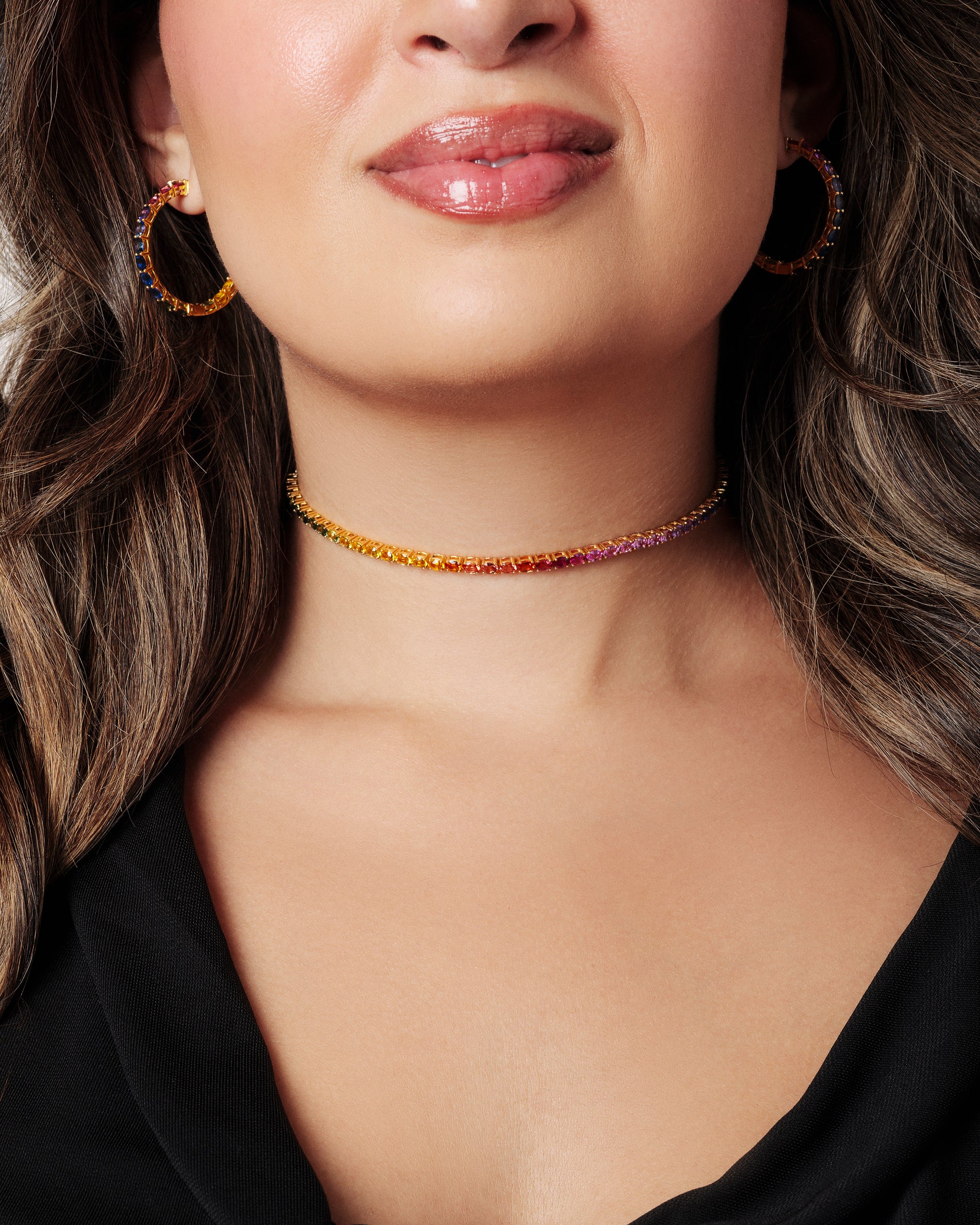 4x3 mm Oval Rainbow Sapphire Choker