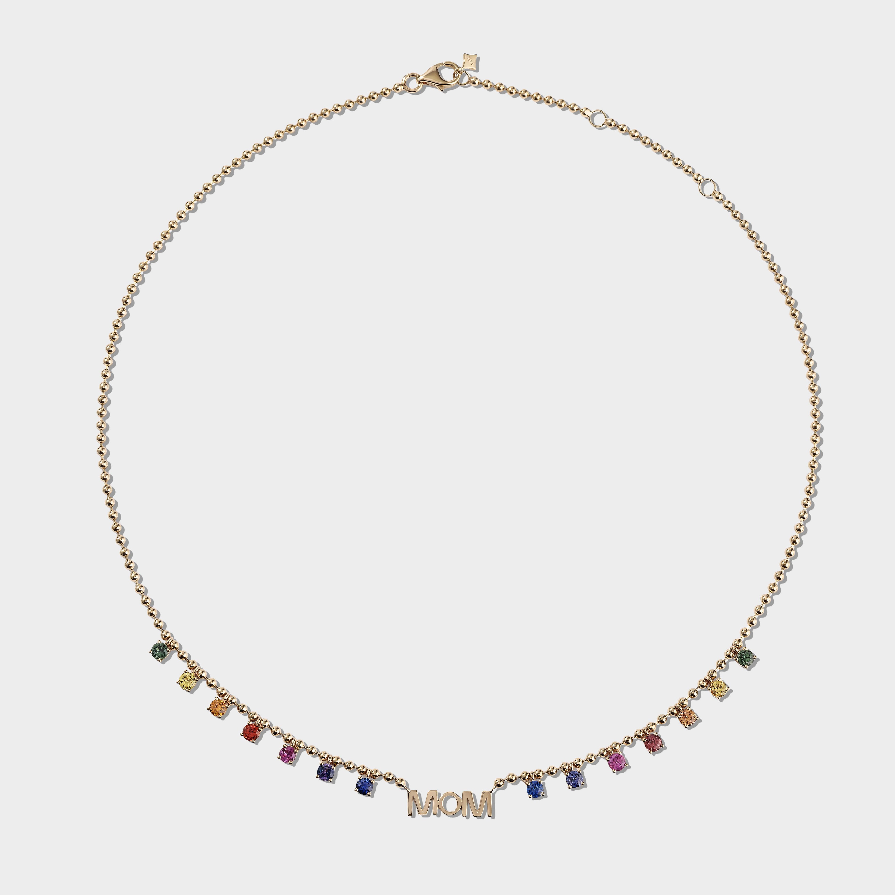 Rainbow Sapphire Mom Necklace