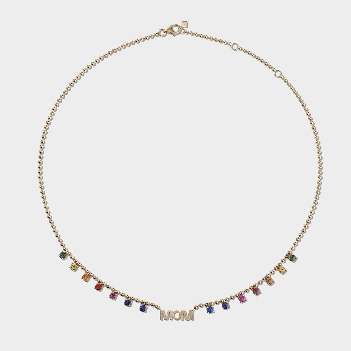 Rainbow Sapphire Mom Necklace