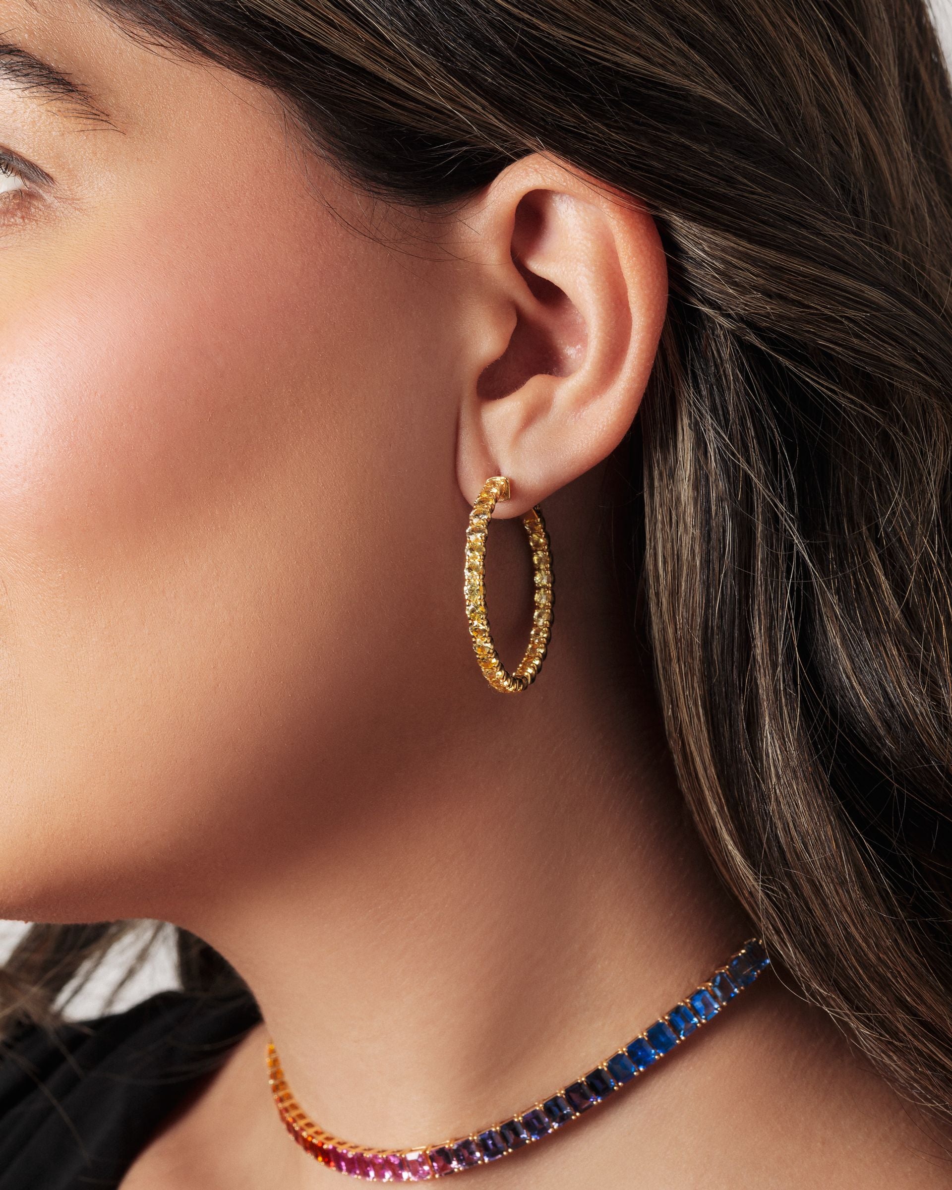 1.25 inch 3 mm Round Yellow Sapphire Earrings