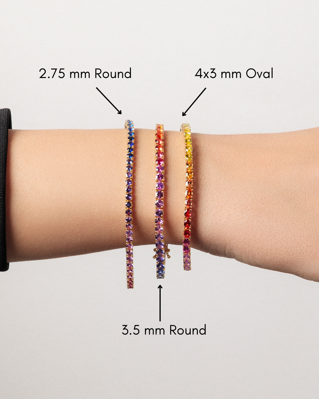 4x3 mm Oval Rainbow Sapphire Bracelet