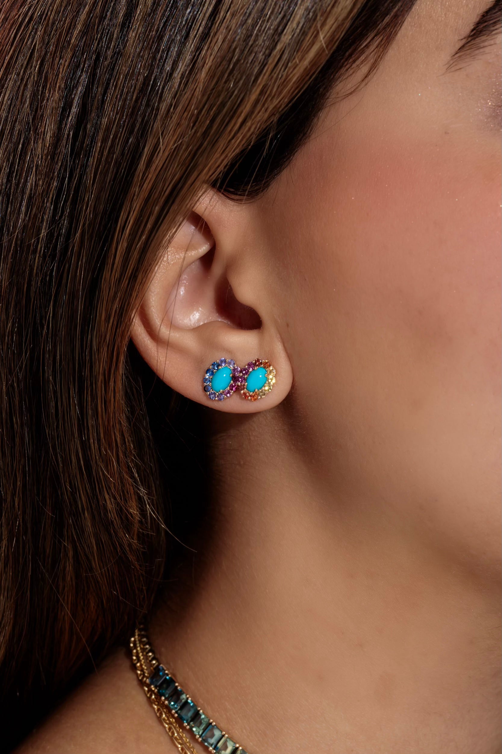 Turquoise Sunset Stud Earrings
