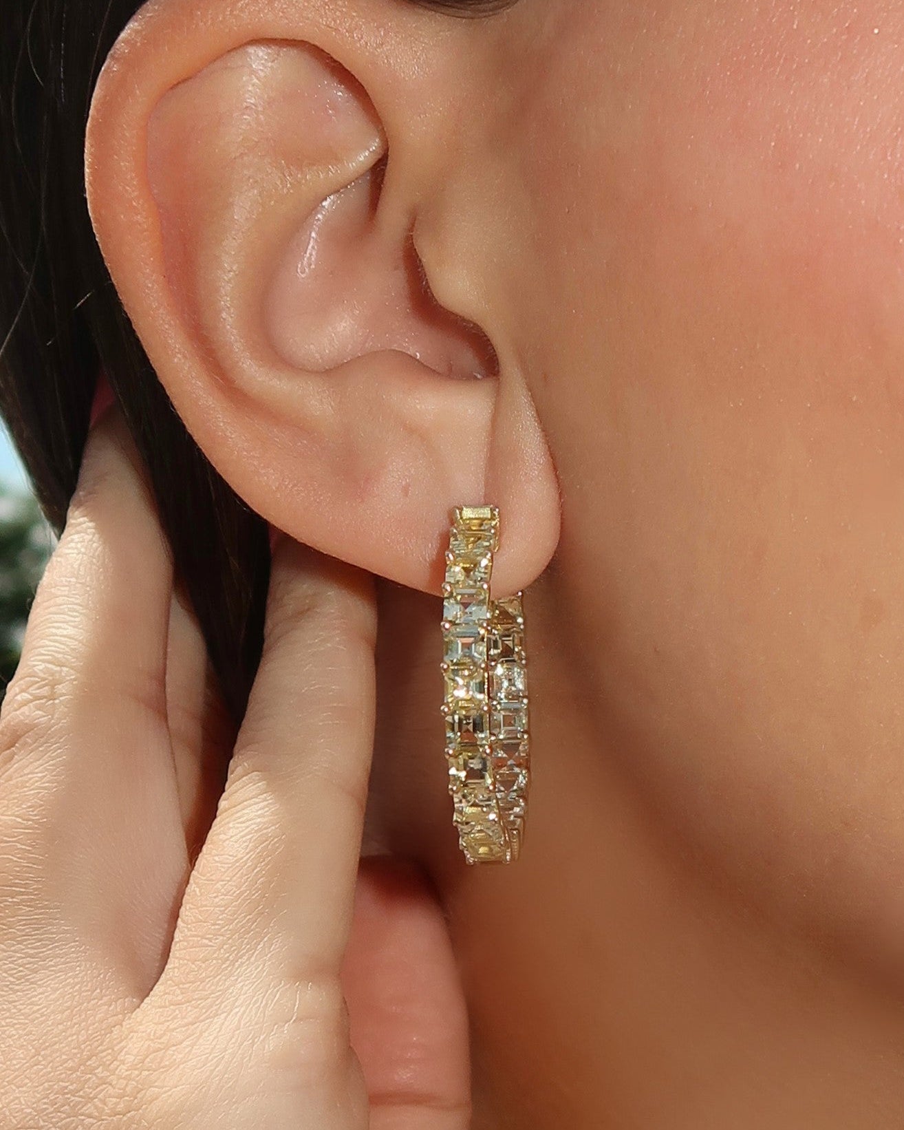 1.25 inch 3.5 mm Asscher Cut Yellow Sapphire Earrings
