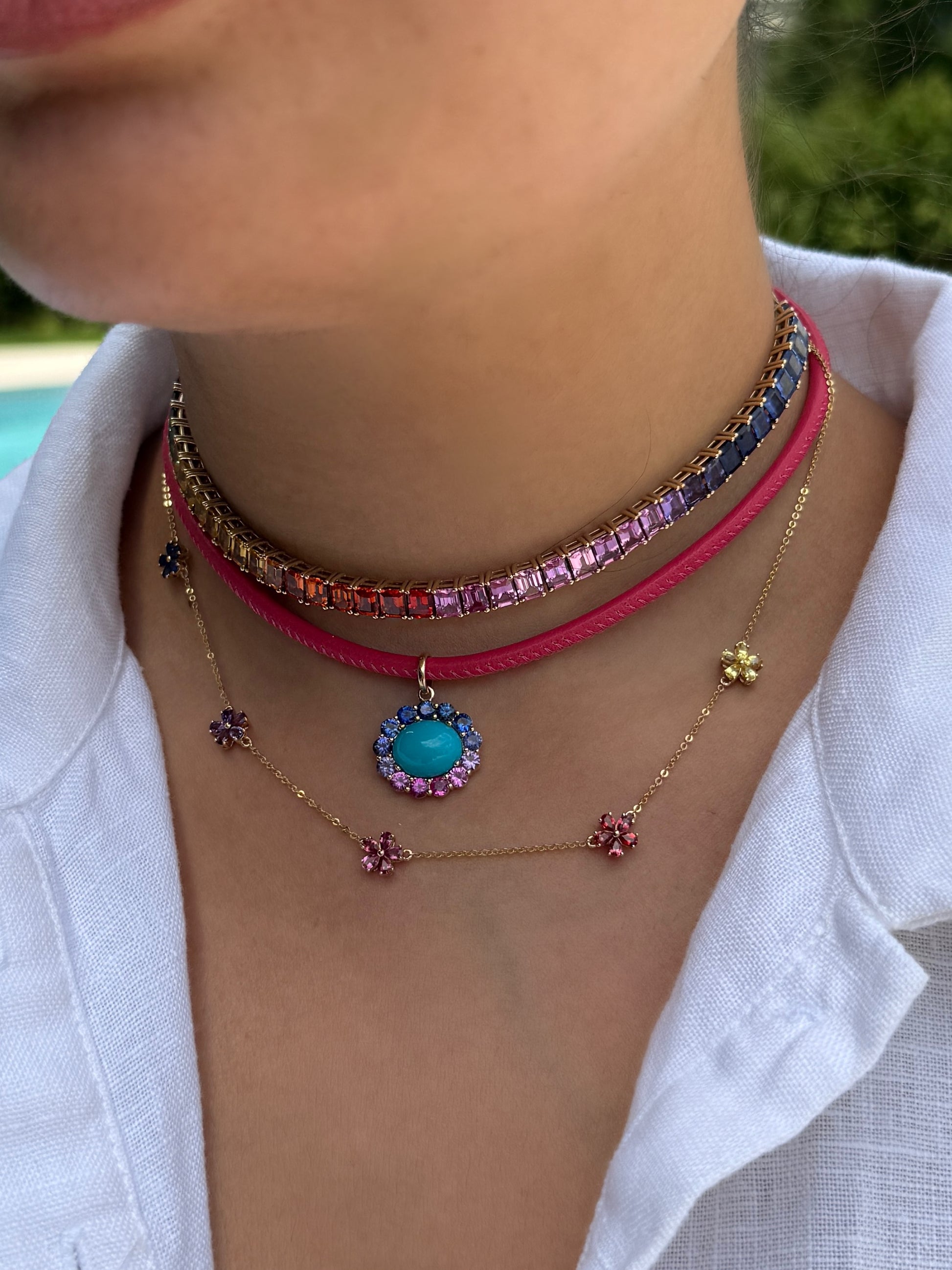 Hot Pink Leather Cord Necklace
