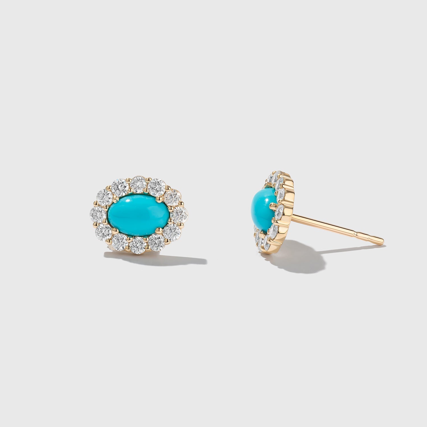 Turquoise Diamond Stud Earrings
