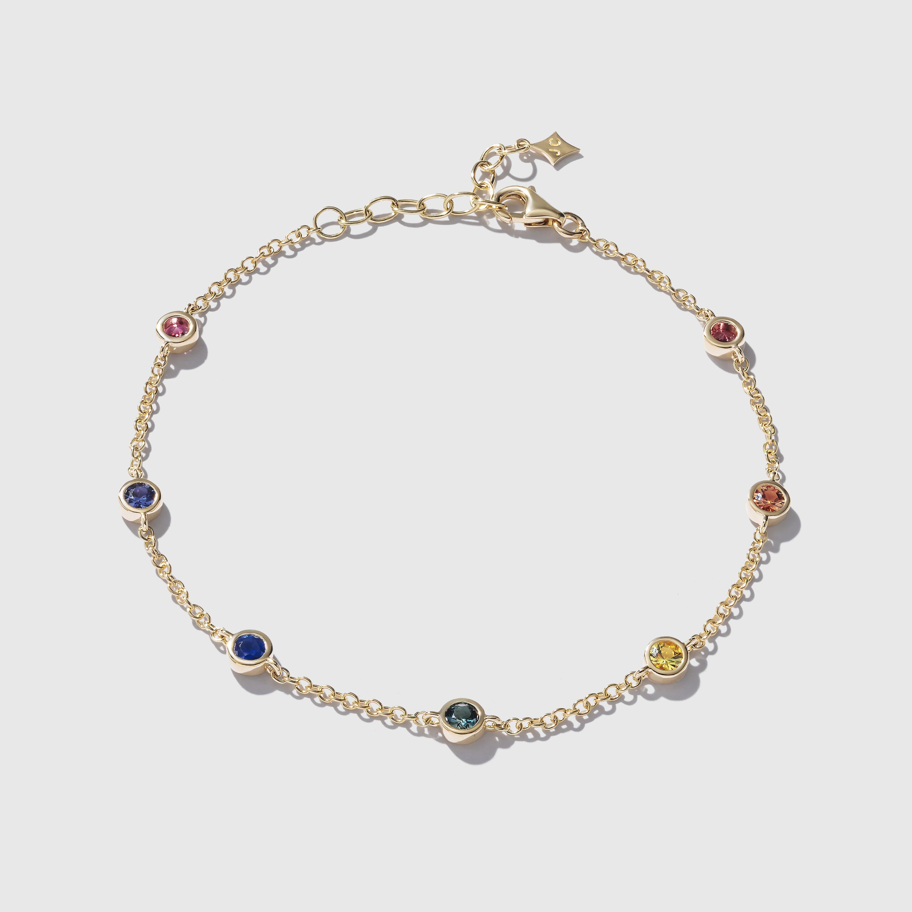 Rainbow Bezel Sapphires by the Yard Bracelet