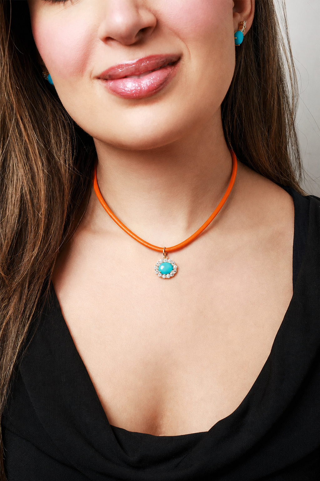 Orange Leather Cord Necklace