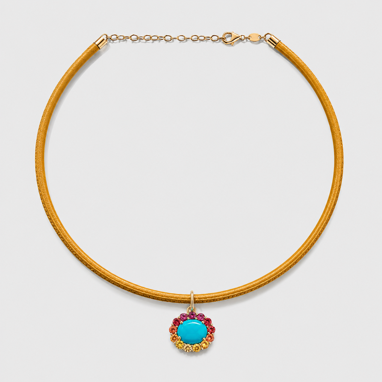 Gold Leather Cord Necklace