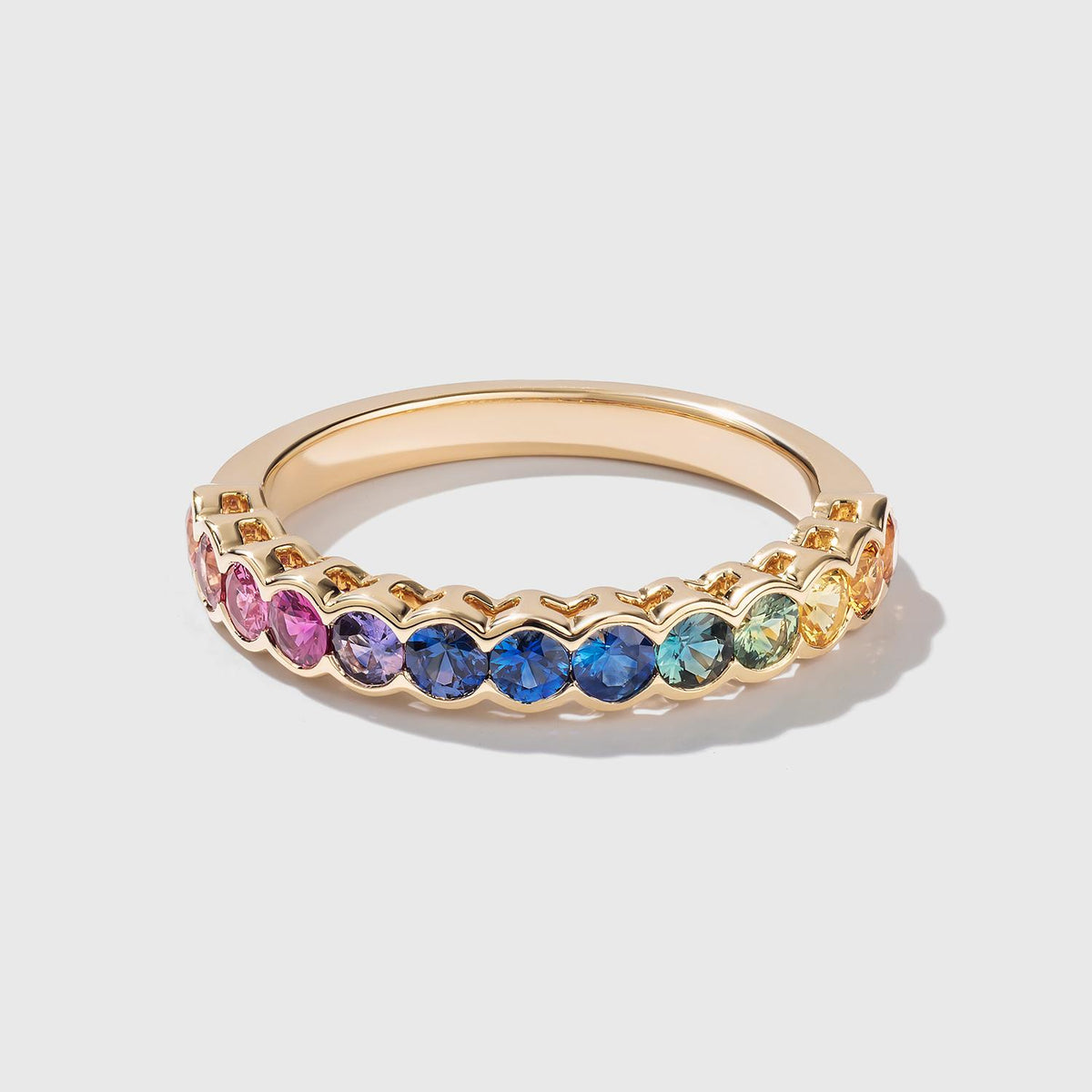 Rainbow Sapphire Bubble Band Ring